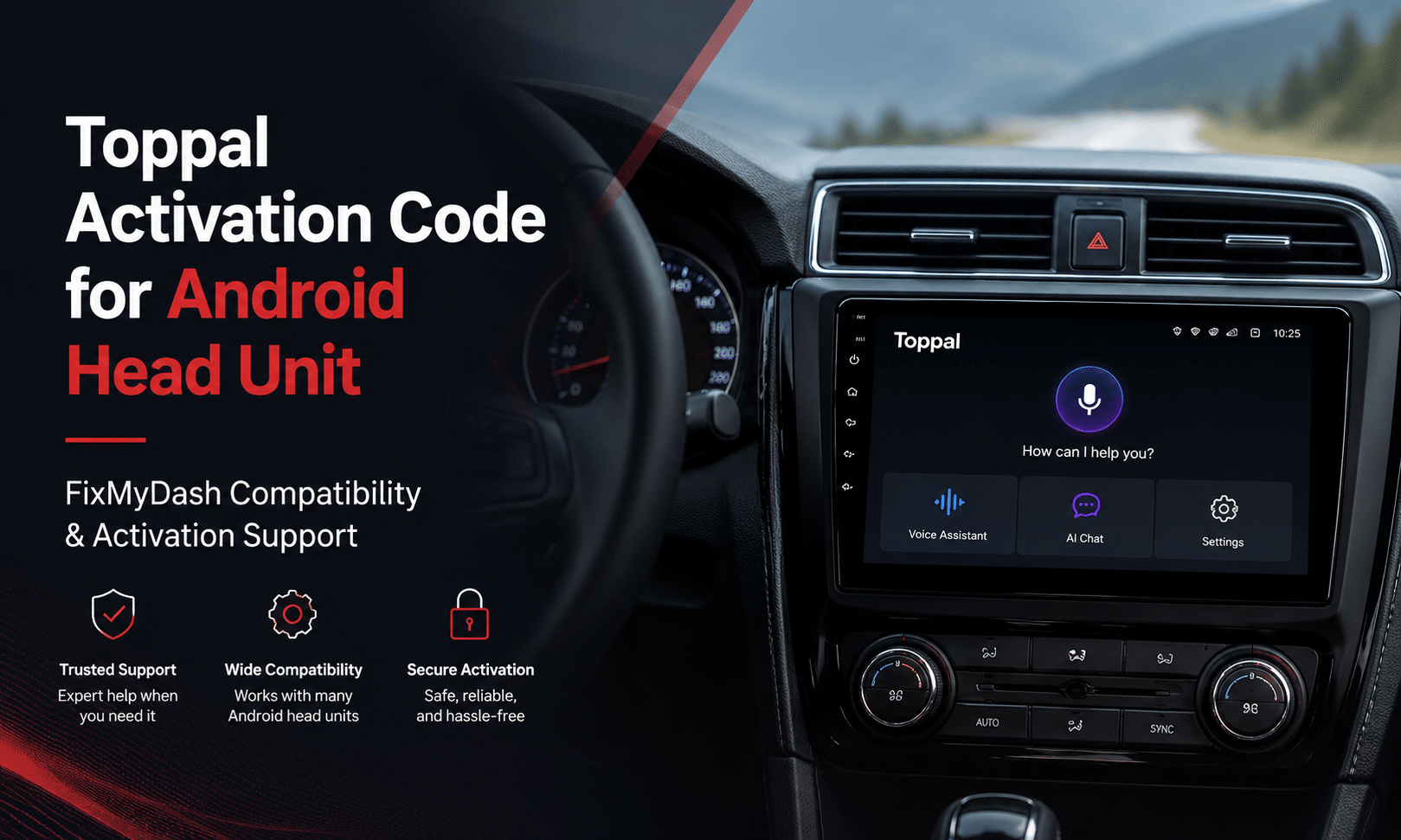 Code d'activation Toppal pour autoradio Android | FixMyDash